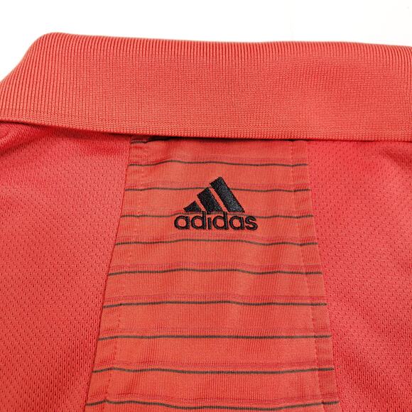 Adidas Clima Cool Striped Polo Shirt Orange And Black Size Large Short Sleeve - Picture 10 of 11